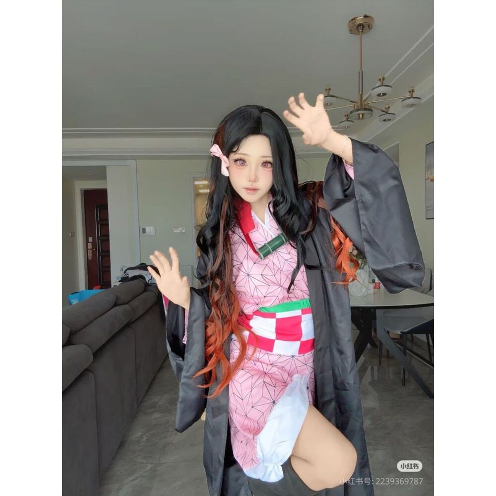 Costume Nezuko Kamado (Demon Slayer), talla niña 7-8 años